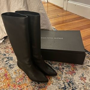 Cici Point-Toe Leather Knee-High Boots